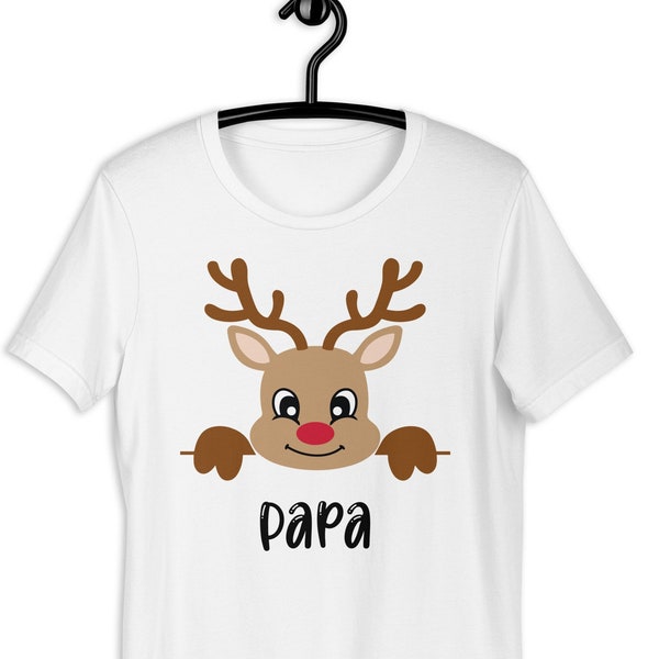 Tshirt de Noël pour Papa. Cadeau Noel Homme Papa Personnalisé. Idées Cadeaux Couple Serf Mignon Assortis Famille Sapin de Noel