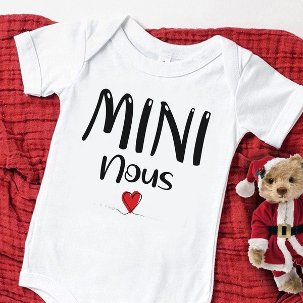 Body Bodie "Mini Nous" Annonce de Grossesse Cadeau Personnalisé pour Bébé à Noël Future Maman Futur Papa