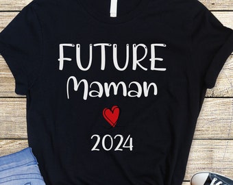 Annonce de Grossesse T-shirt Couple Personnalisé Future Maman Future Cousine Tata Maman Soeur, Annoncer Grossesse Originale en Français 2024