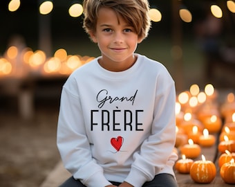 Sweat Enfant Grand Frère Annonce de Grossesse à Un Grand Frère - Annoncer une Naissance 2024 Garçon Famille - Sweatshirt Futur Grand Frère