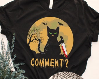 T-shirt Halloween Homme Femme Idée Cadeau Papa Maman Chat Noir Effrayant Drole France