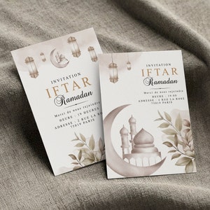 Jolie Carte d'Invitation IFTAR Ramadan 2025 | Texte Modifiable | Iftar du Ramadan | Dîner Iftar | Invitation Iftar | Iftar Eid 2025