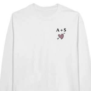 Valentine's Day Couple Embroidered Sweatshirt - Personalized Gift Ideas Initials and Arrow Heart