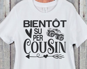 T-shirt Assorti Bientôt Super Cousin Annonce de Grossesse Cousine Soeur Frère Future Maman Naissance Bebe France