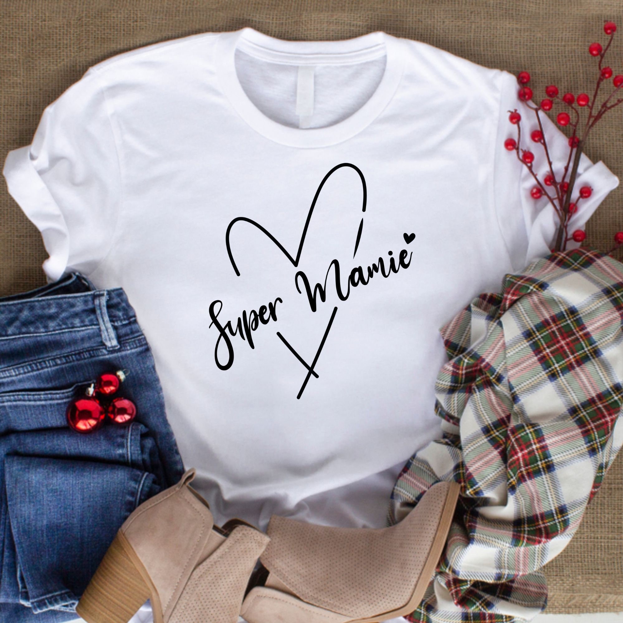 T-shirt Super Mamie. Cadeau Grand Mère Pour Noël, Anniversaire Ou Fete ...