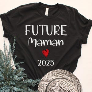 Annonce de Grossesse T-shirt Couple Personnalisé, Future Maman, Future Cousine, Tata, Maman, Soeur, France.