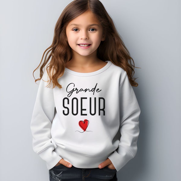 Sweat Enfant Grande Soeur Annonce de Grossesse à Une Grande Soeur Annoncer une Naissance 2024 Fille Famille Sweatshirt Future Grande Soeur