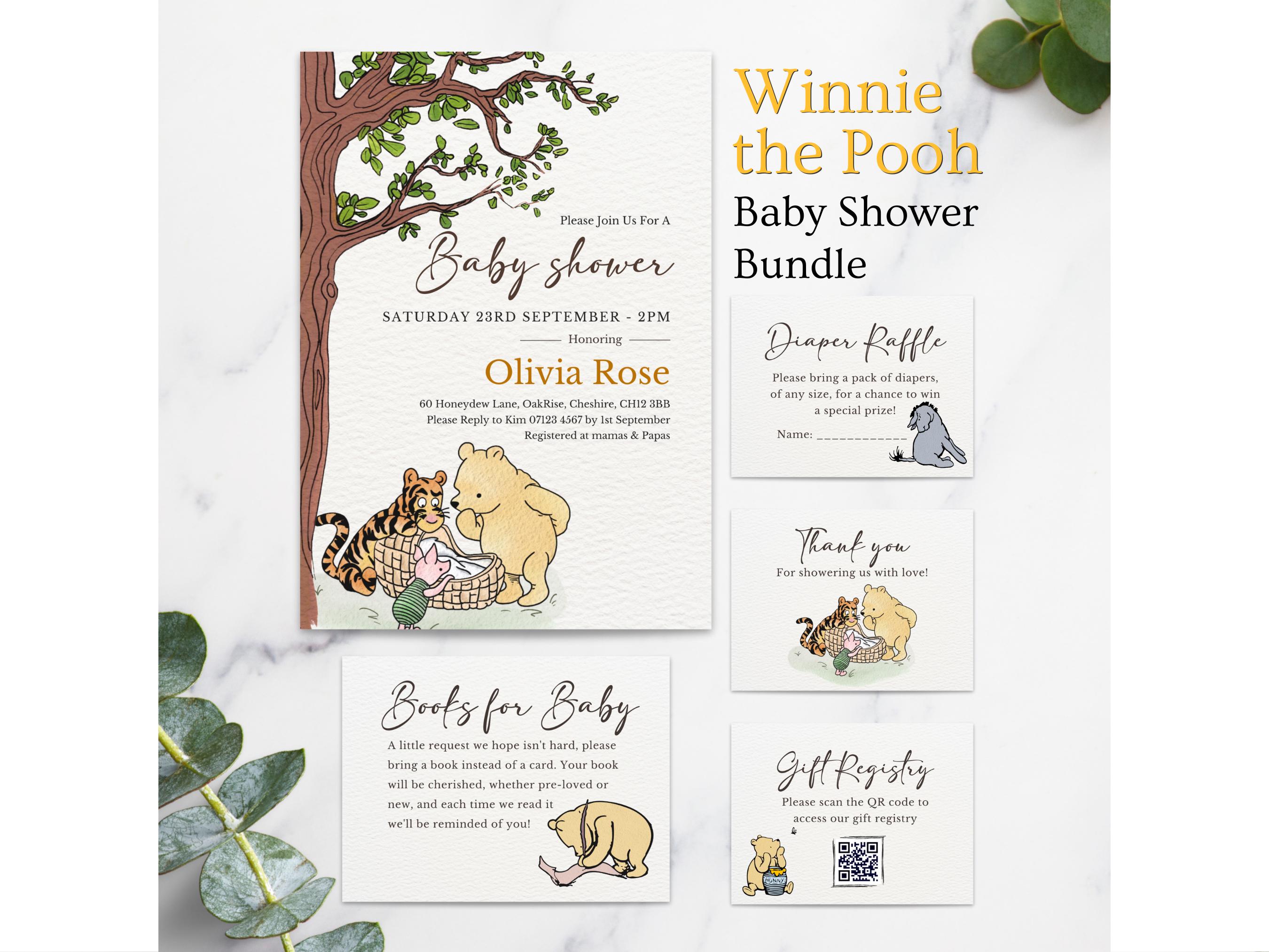 Classic Winnie the Pooh Baby Shower Invitations Bundle Classic Winnie the Pooh Baby Shower Invitations Bundle