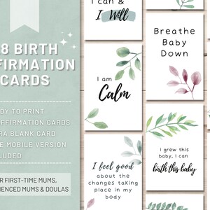 Cartes d'affirmation de grossesse | Cartes d'affirmation positive de la naissance | Cartes d'accouchement hypnotique | Cartes d'affirmation naturelle de la naissance | Pour les mamans pour la première fois