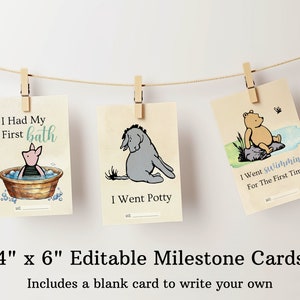 Classic Winnie the Pooh Milestone Cards, Printable Baby Milestones ...