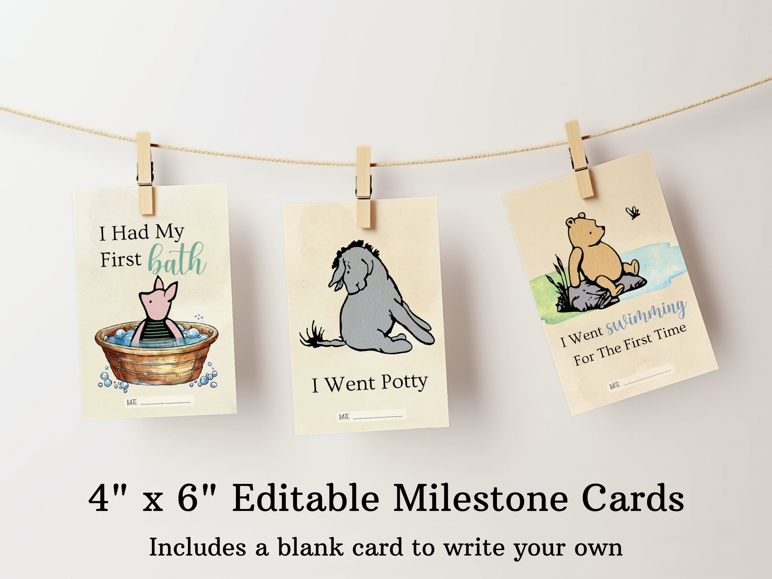 Classic Winnie the Pooh Milestone Cards, Printable Baby Milestones ...