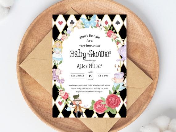 Alice Wonderland Pink Baby Shower Invitation - Vintage Wonderland