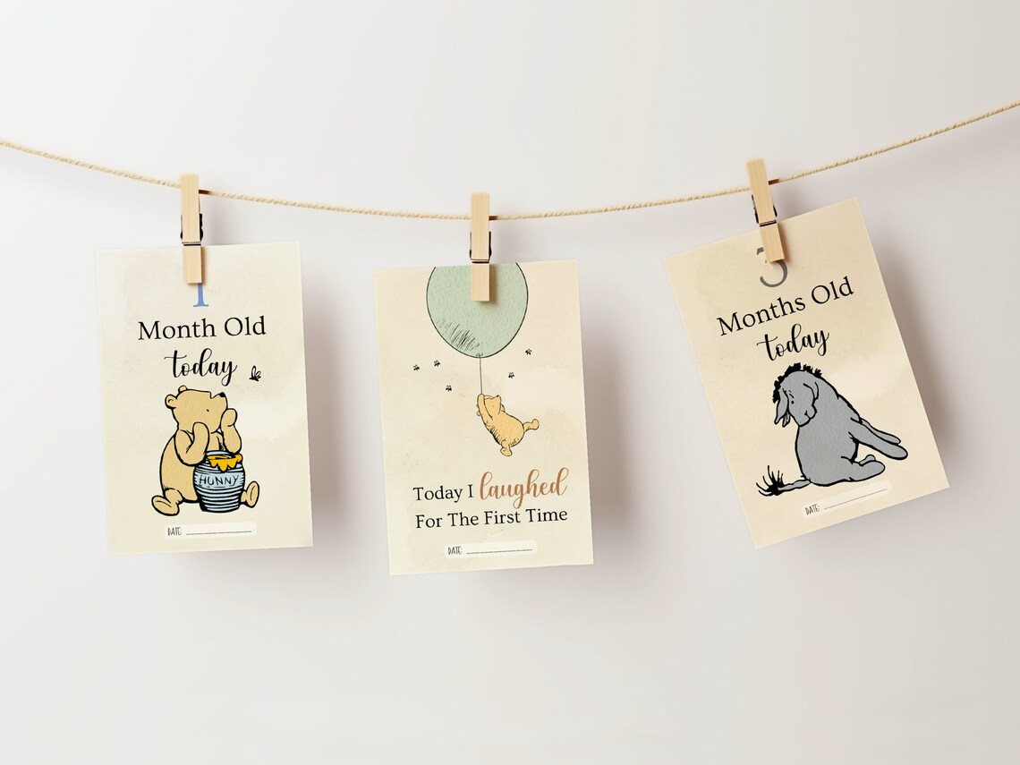 Classic Winnie the Pooh Milestone Cards, Printable Baby Milestones ...