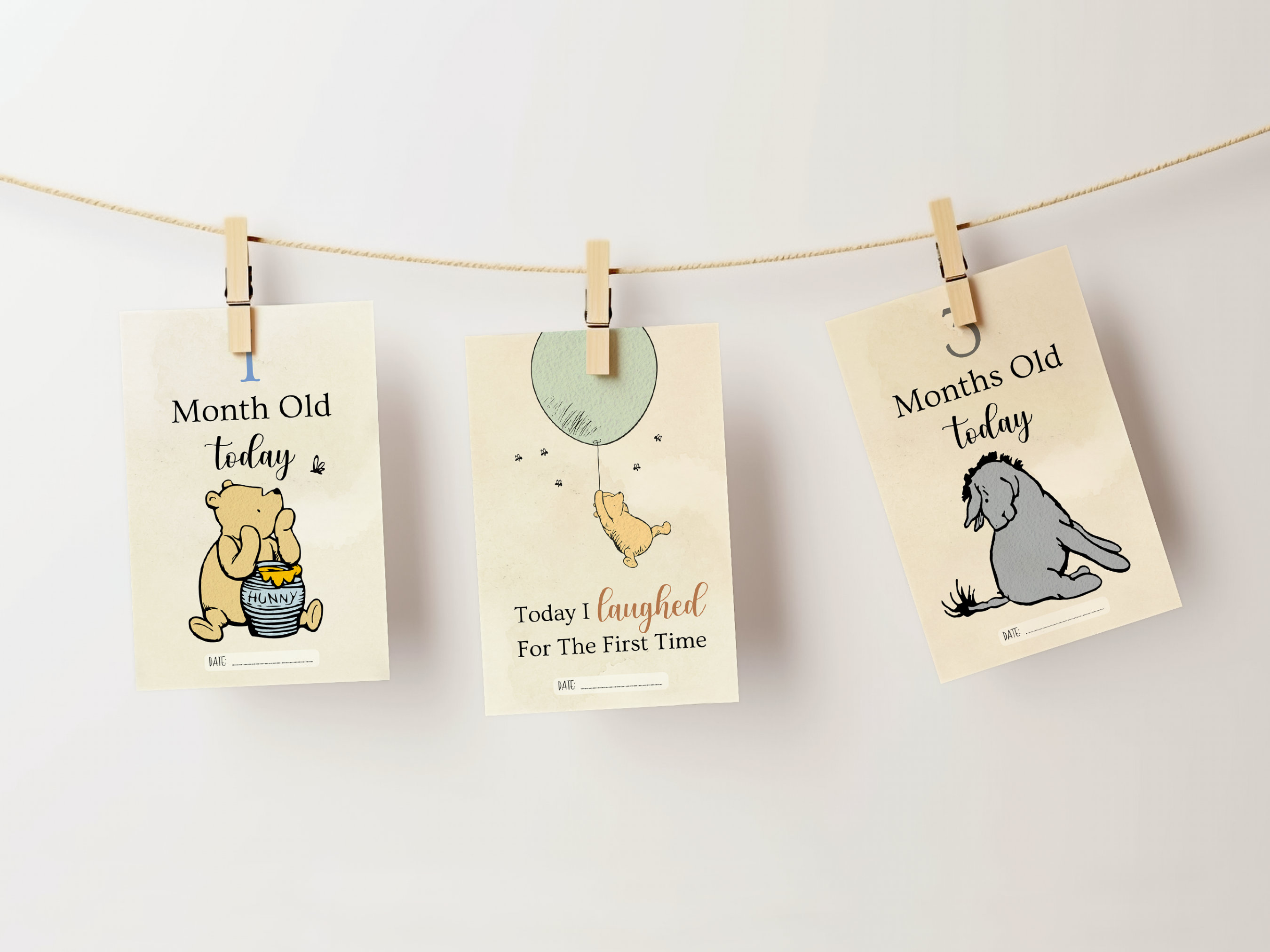 Classic Winnie the Pooh Milestone Cards, Printable Baby Milestones ...