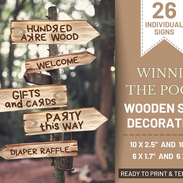 Winnie the Pooh Baby Shower Sign Decoration | 100 Acre Wood Decor | Classic Pooh Bear | Baby Shower Decor | Printable png PDF | Vintage