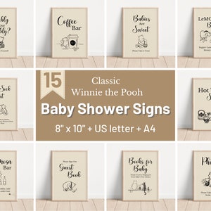 Classic Winnie the Pooh Baby Shower Signs | Winnie the Pooh Baby Shower Decorations | Momosa Sign | Guest Book | Vintage Winnie the Pooh