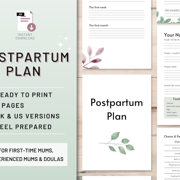 Postpartum Worksheet - Etsy