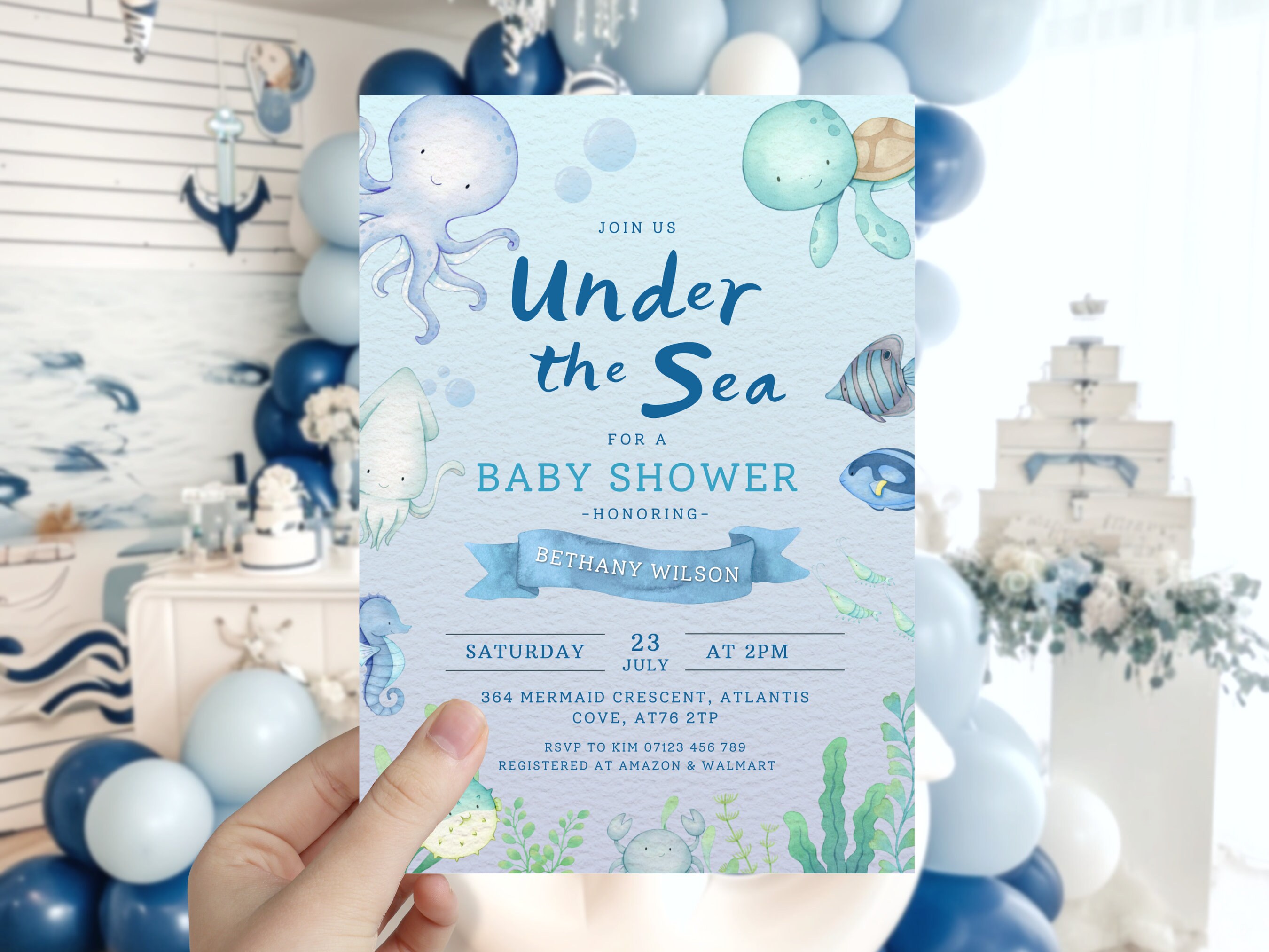 Under the Sea Baby Shower, Nautical Baby Shower Invitations, Sailor