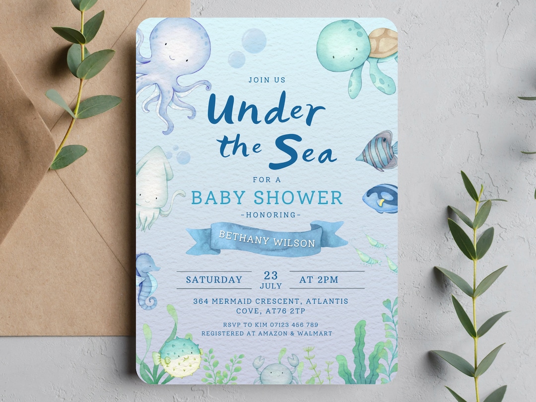 Under the Sea Baby Shower, Nautical Baby Shower Invitations, Sailor