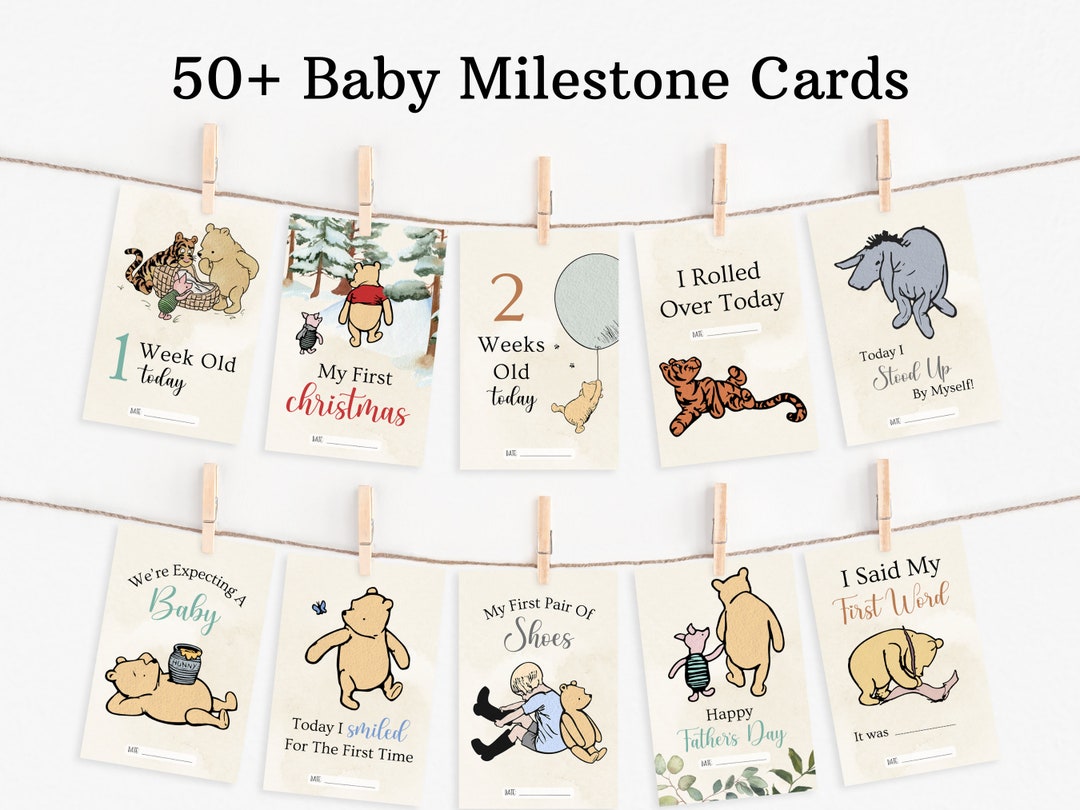 Classic Winnie the Pooh Milestone Cards, Printable Baby Milestones ...