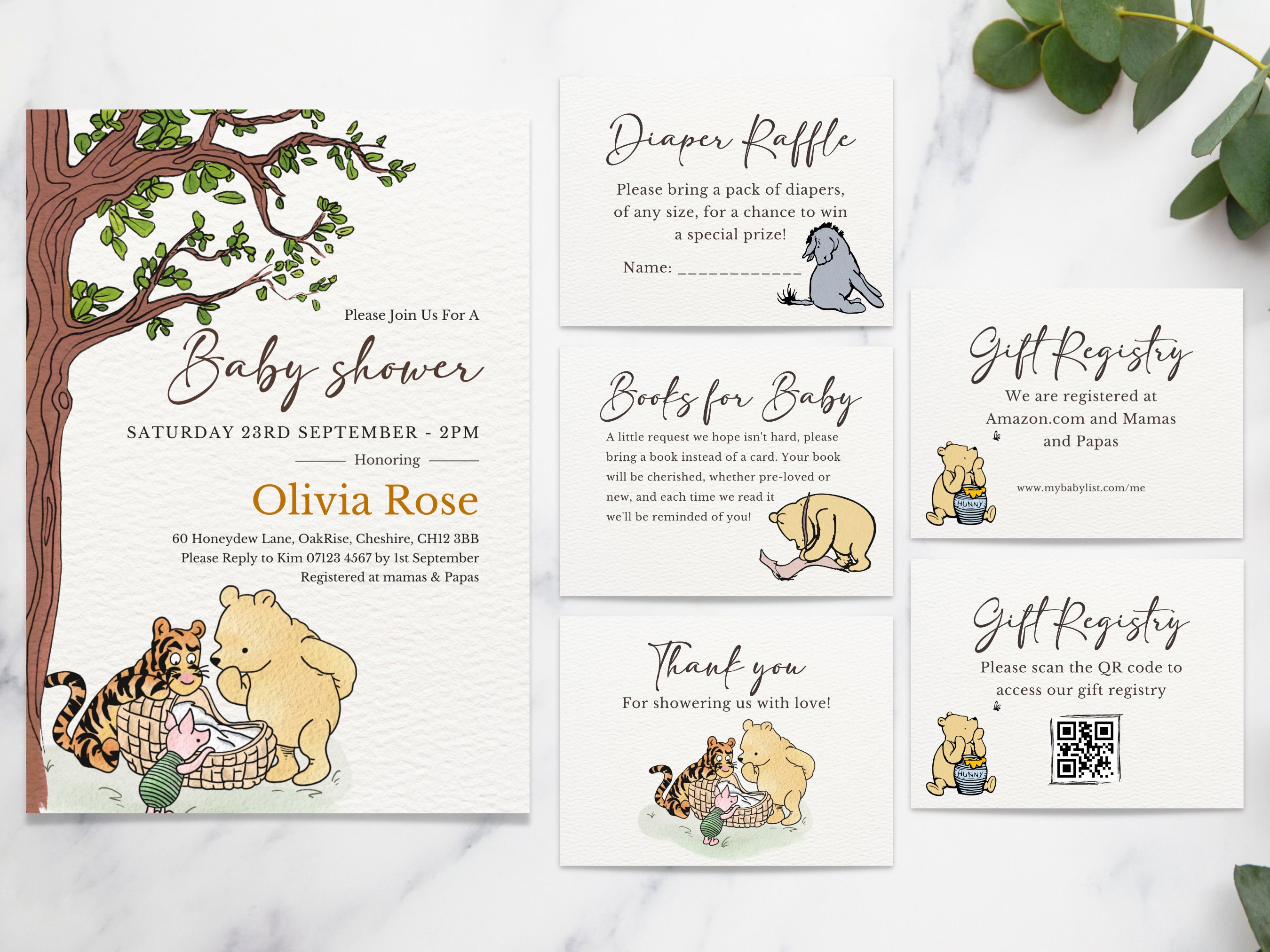 Classic Winnie the Pooh Baby Shower Invitations Bundle Winnie Pooh