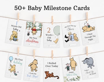 Classic Winnie the Pooh Baby Milestone Cards: Photo Prop (Digital Printable)