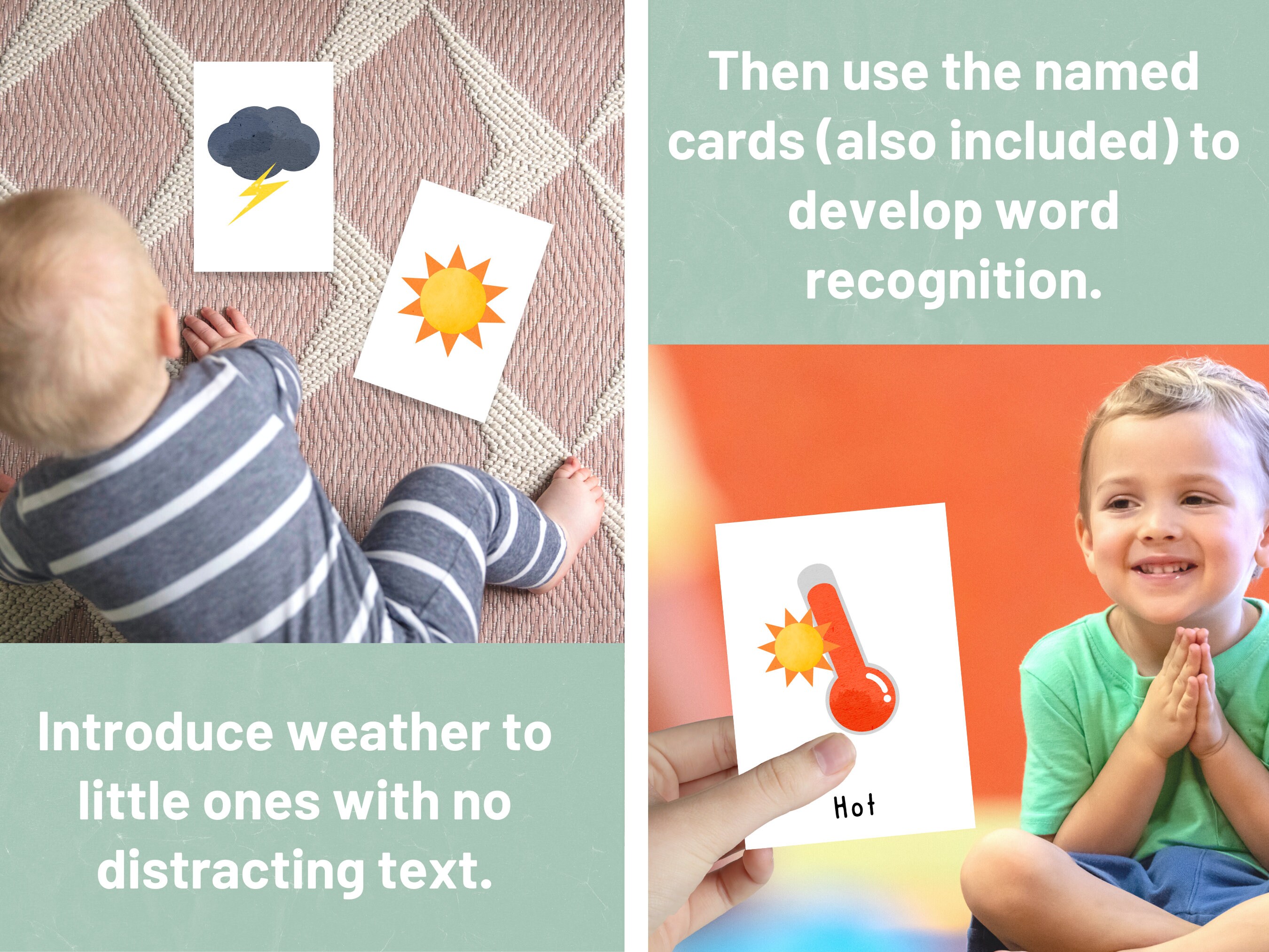 14 Weather Flashcards for Toddlers | Weather Flashcards Without Words ...