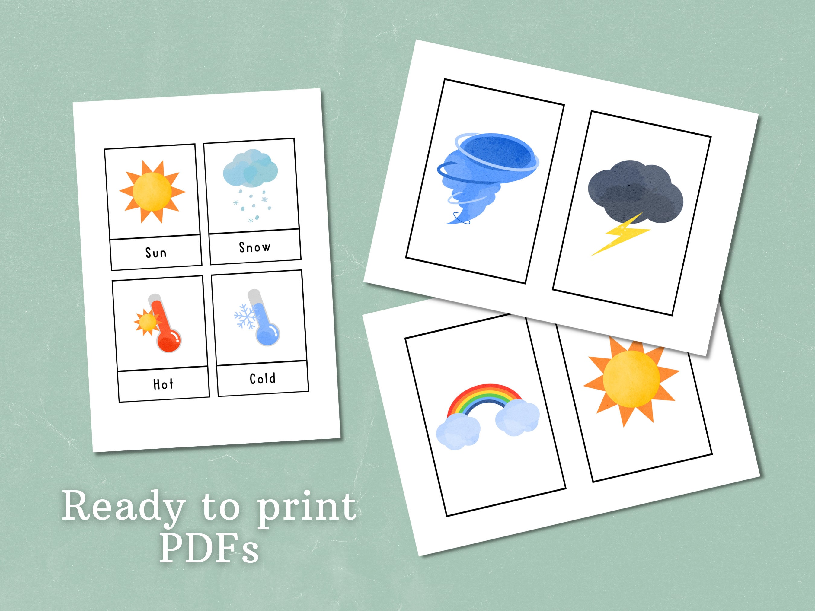 14 Weather Flashcards for Toddlers | Weather Flashcards Without Words ...