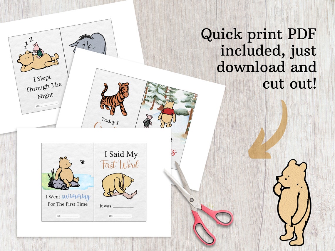 Classic Winnie the Pooh Baby Milestone Cards: Photo Prop (digital ...