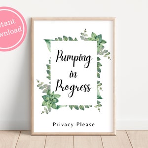 Breast Pumping In Progress Sign | Pumping Privacy Sign | For Office | Nursing Mum | Do Not Disturb Door Sign | Privacy Please