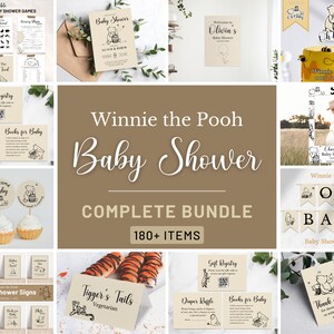Classic Winnie the Pooh Baby Shower Invitation Bundle Vintage Pooh Bear Baby Shower Games & Decorations Printable For Boys or Girls Template
