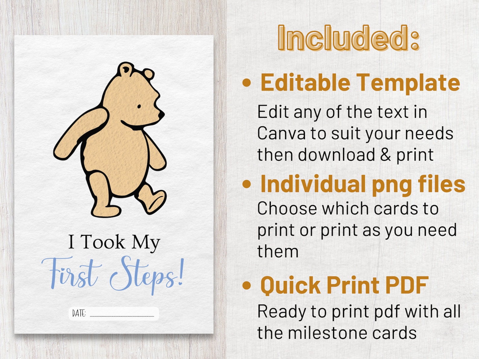Classic Winnie the Pooh Baby Milestone Cards: Photo Prop (digital ...