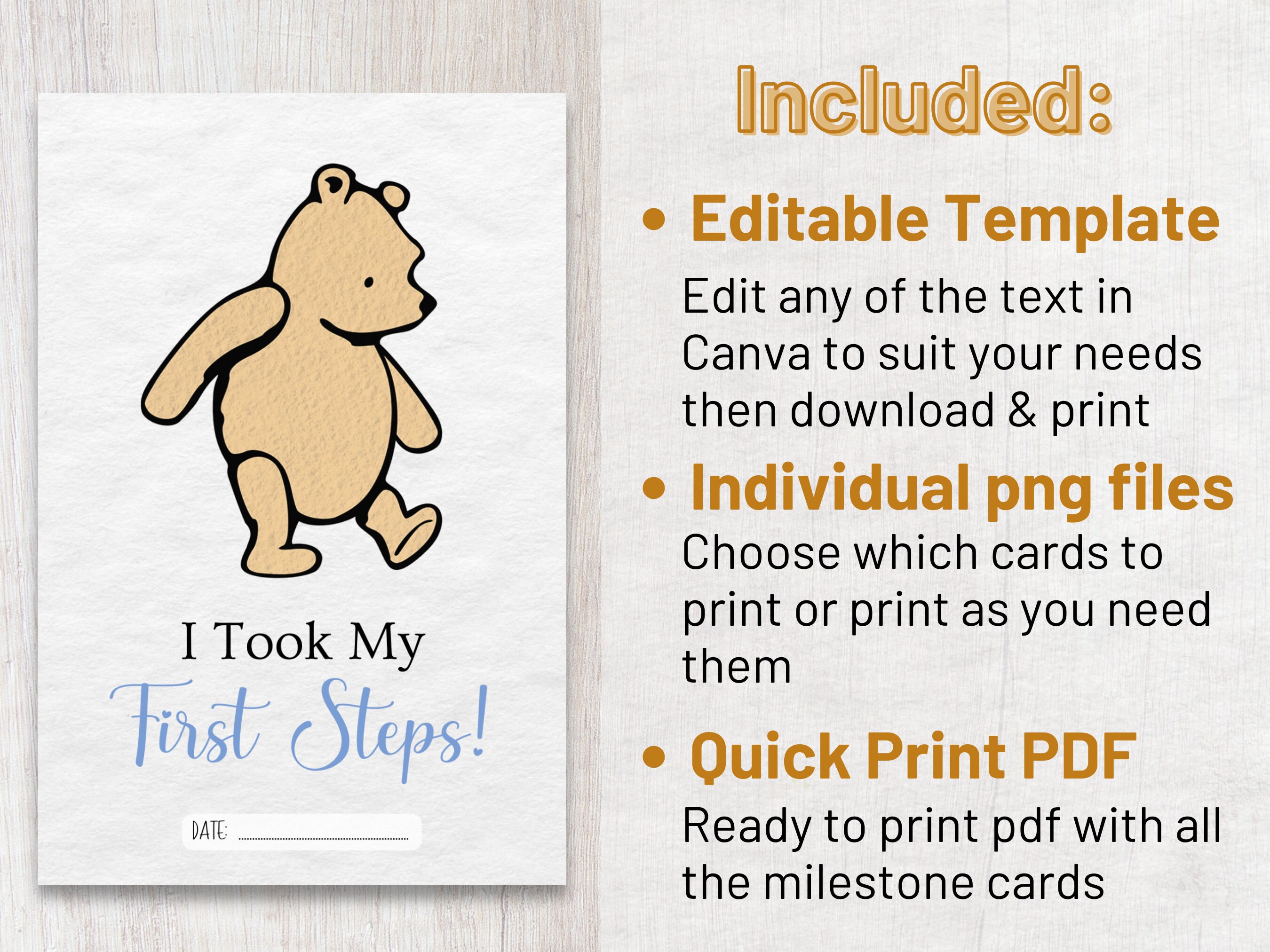 Classic Winnie the Pooh Baby Milestone Cards: Photo Prop (digital ...
