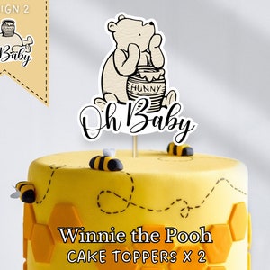 Classic Winnie the Pooh Cake Topper | Vintage Pooh Centerpiece Decoration | Baby Shower Cake Topper | Oh Baby | Printable Decor PNG SVG PDF