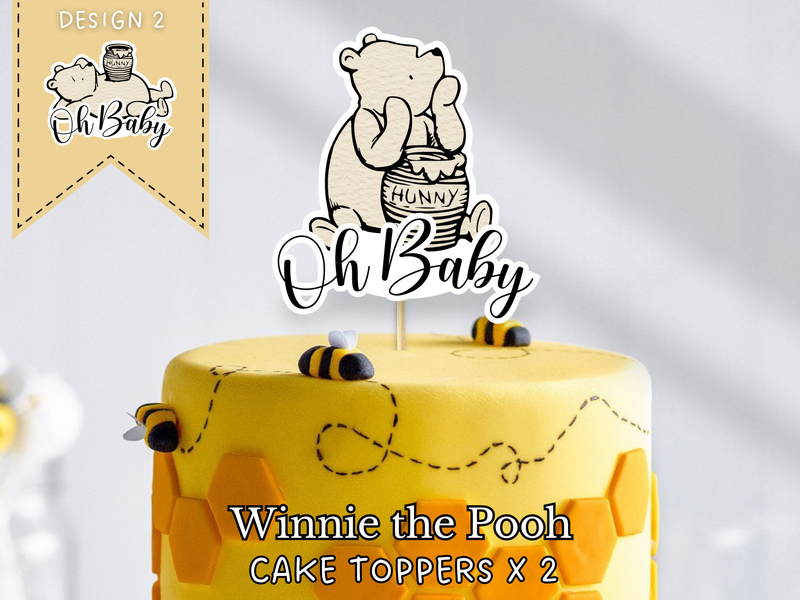 Classic Winnie the Pooh Cake Topper Vintage Pooh Centerpiece Decoration  Baby Shower Cake Topper Oh Baby Printable Decor PNG SVG PDF 