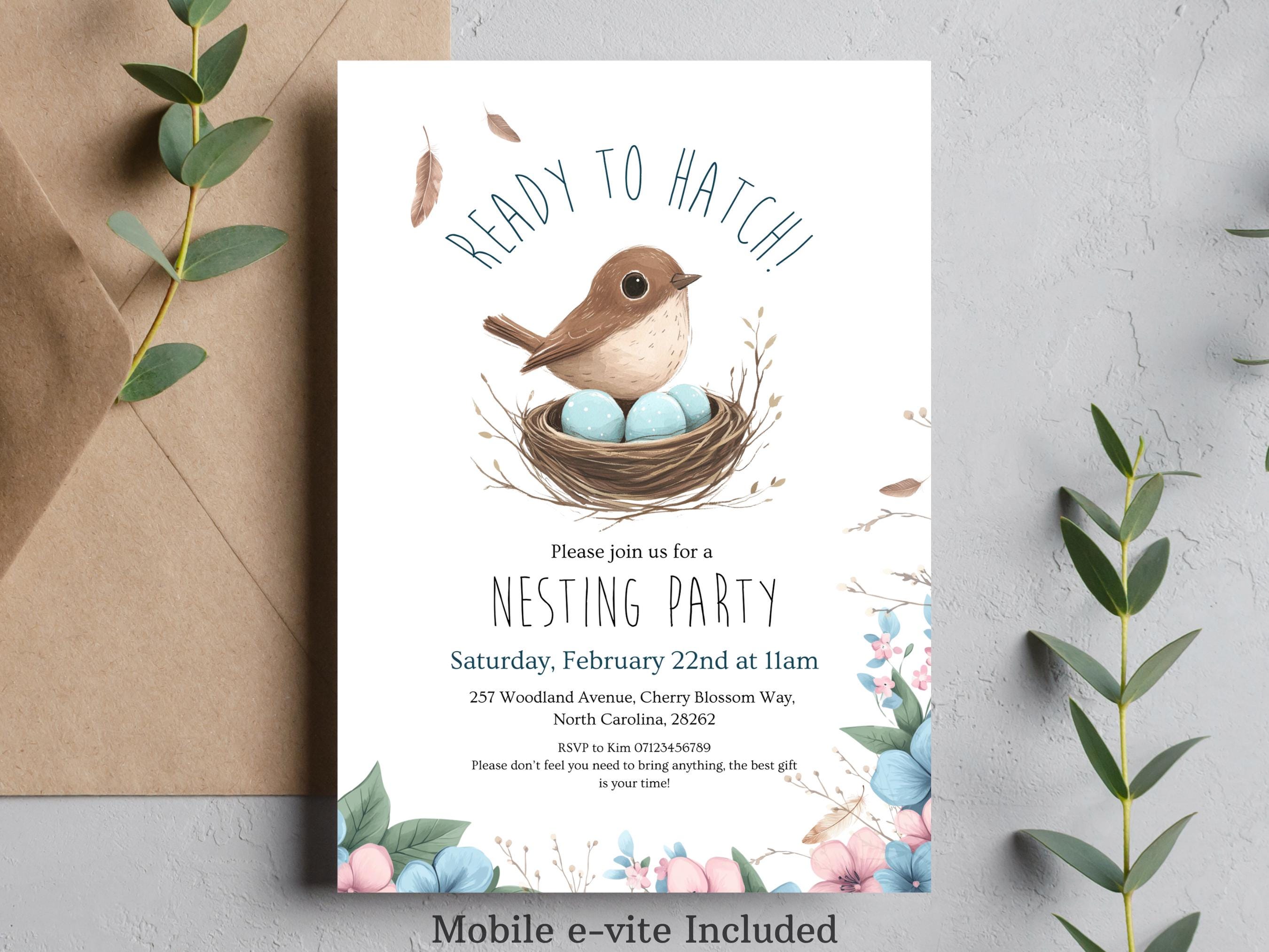 Nesting Party Invitations Nesting Theme Baby Shower Invitations