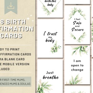 Cartes d'affirmation de grossesse | Cartes d'affirmation de naissance positives | Cartes d'hypnonaissance | Cartes d'affirmation de naissance naturelle | Pour les nouvelles mamans
