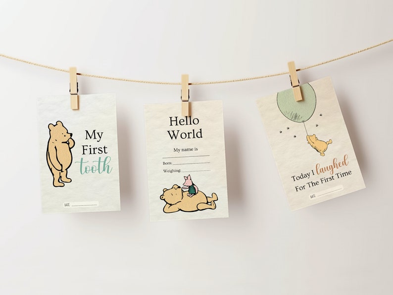 Classic Winnie the Pooh Baby Milestone Cards: Photo Prop (digital ...