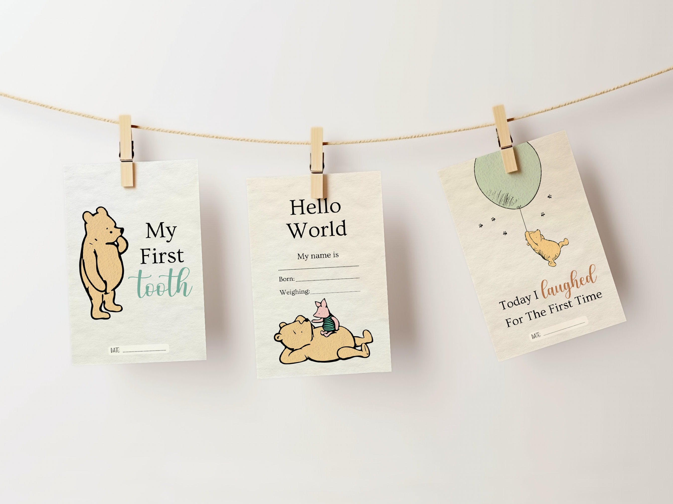 Classic Winnie the Pooh Baby Milestone Cards: Photo Prop (digital ...