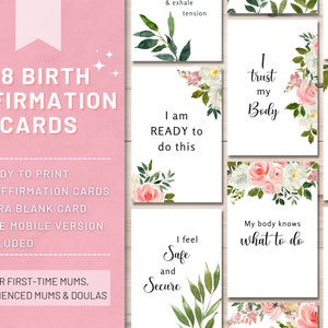 Cartes d'affirmation de grossesse | Cartes d'affirmation de naissance positives | Cartes d'hypnonaissance | Cartes d'affirmation de naissance naturelle | Pour les nouvelles mamans