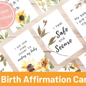 Cartes d'affirmation de naissance d'automne | Hypnonaissance | Naissance positive | Cartes de grossesse imprimables | Affirmations de travail | Cartes Doula | Bébé d'automne