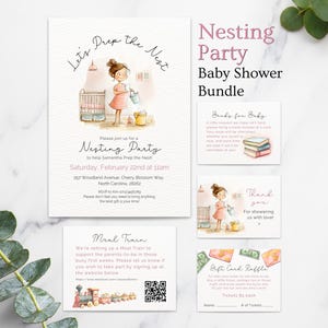 Inbjudningspaket för häckande fest, Baby Sprinkle-inbjudan (digitalt), könsneutral redigerbar babyshower, häckande dusch