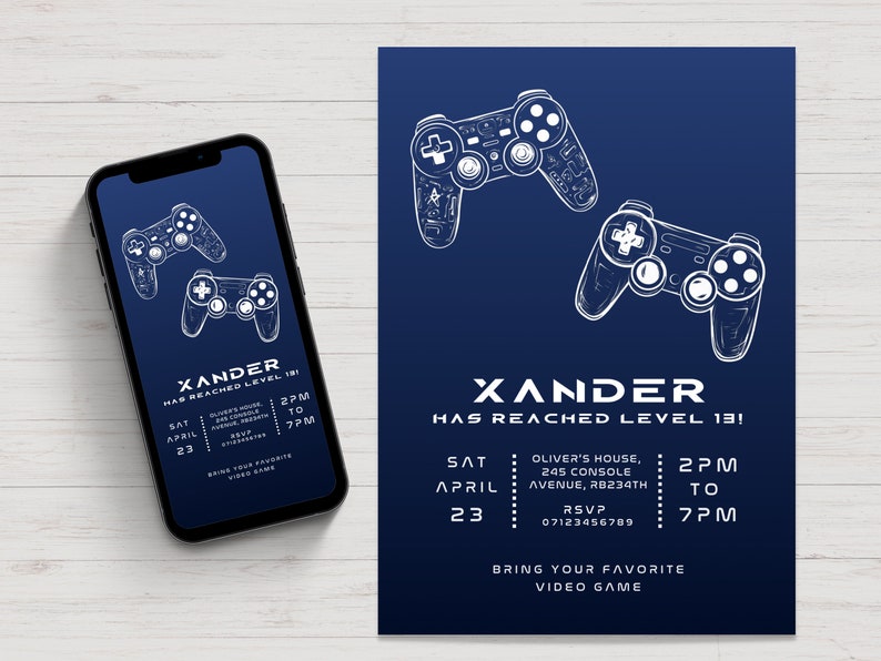 Gamer Birthday Invitation Printable Video Game Invitation Etsy
