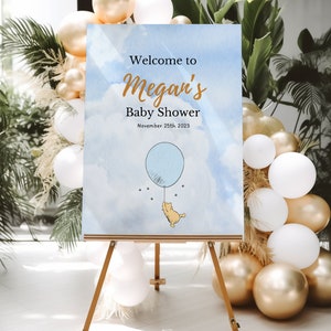 Classic Winnie the Pooh Baby Shower Welcome Sign, Pooh Welcome Sign, Baby Shower Signs, Printable Decorations, Editable Template