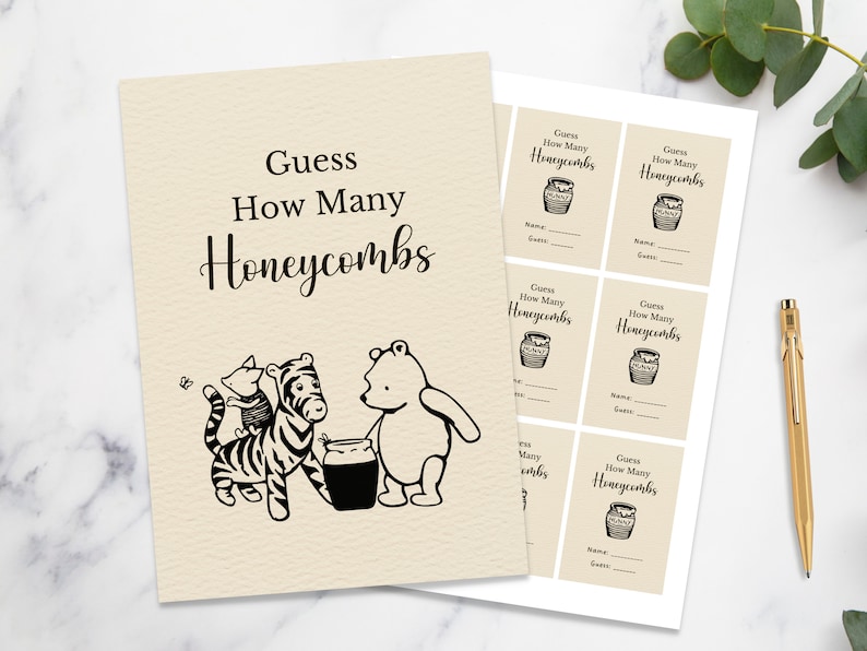 Guess How Many Honeycombs Sign | Classic Pooh Bear Baby Shower Game ...