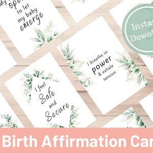 30 cartes d’affirmation de naissance positive, hypnonaissance, naissance positive, cartes de grossesse imprimables, affirmations de travail, cartes Doula Naissance naturelle