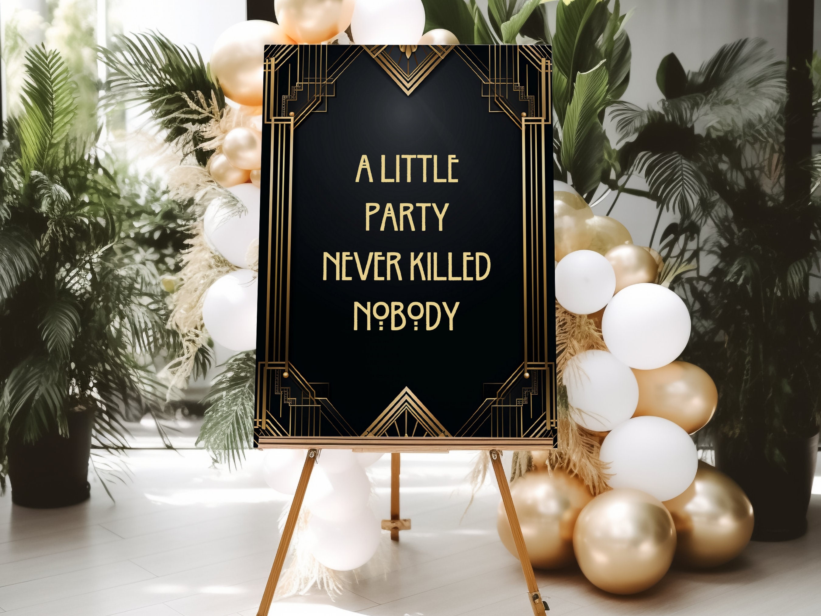 Gold Party Printable flappers & Gangsters Welcome Party Sign Typography  Print, Party Décor, Roaring 20s Party BWG46 