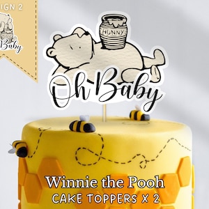 Classic Winnie the Pooh Cake Topper | Vintage Pooh Centerpiece Decoration | Baby Shower Cake Topper | Oh Baby | Printable Decor PNG SVG PDF