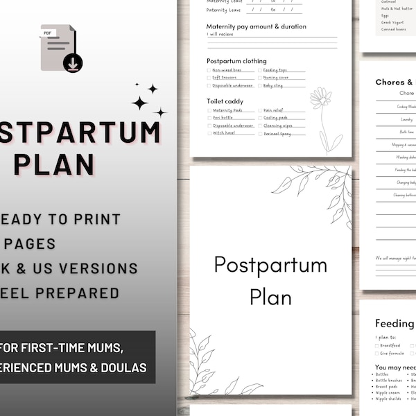 Postpartum Worksheet - Etsy