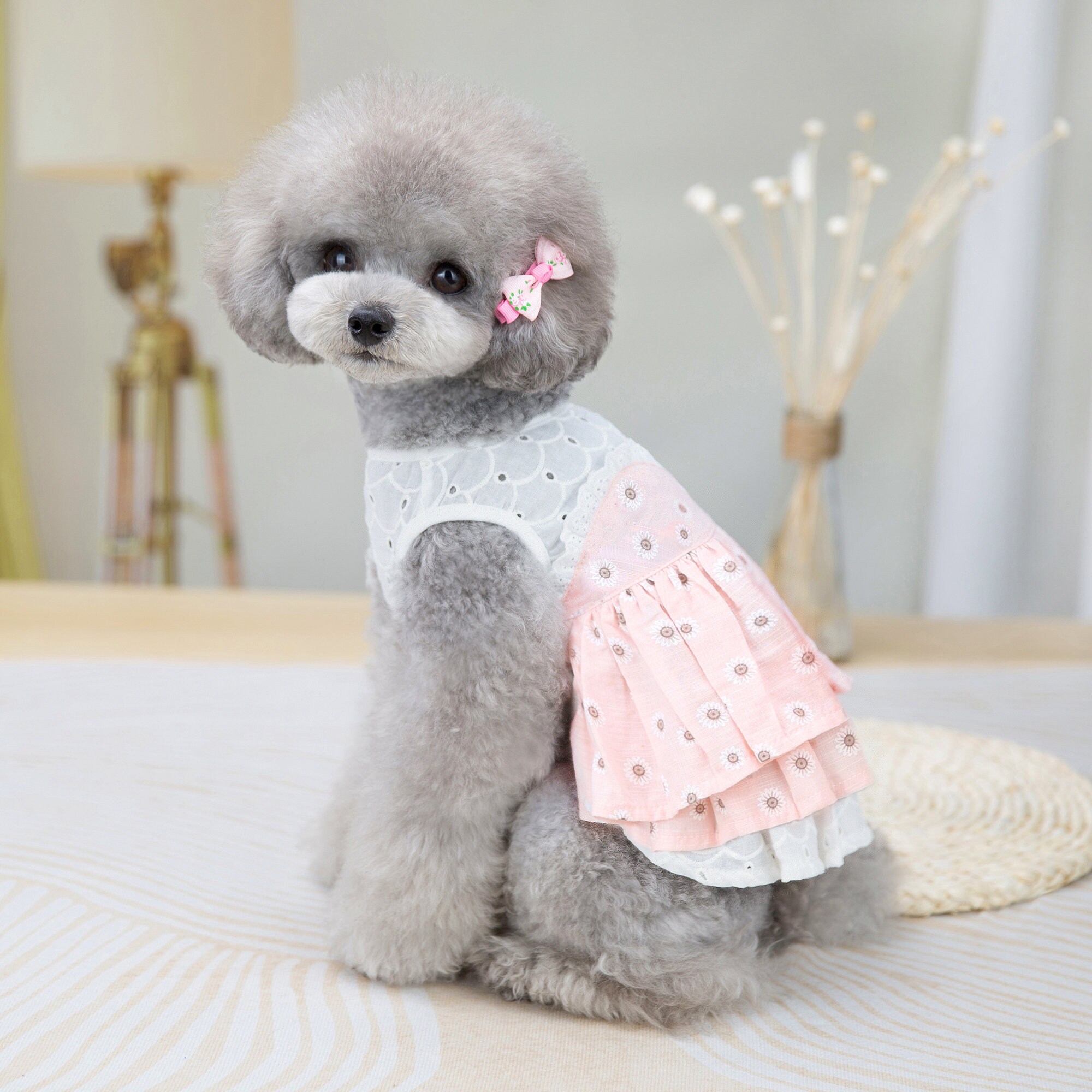 Sunflower Lace Dog Pink Dress Pet Clothes - Etsy